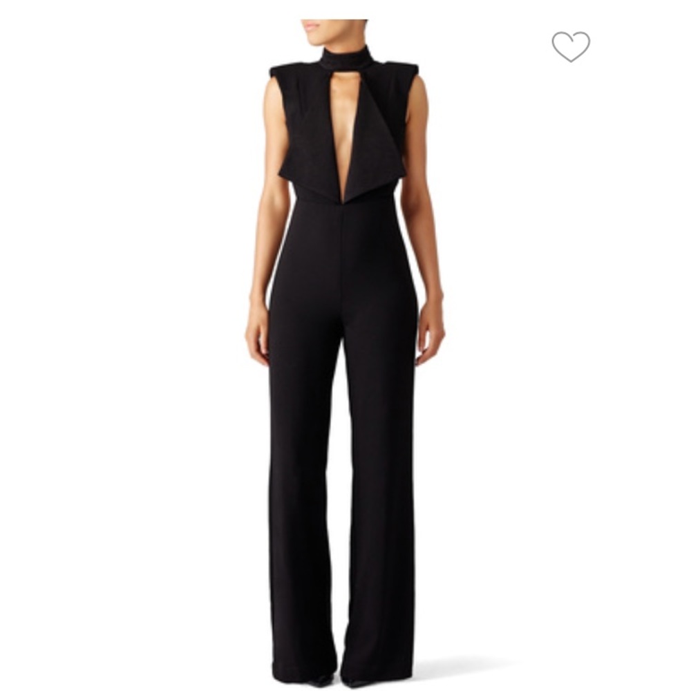 MISHA COLLECTION Black Sleeveless Plunging Neck Jumpsuit